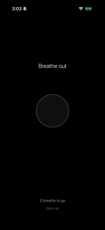 Breathing exercise before a distracting app opens
